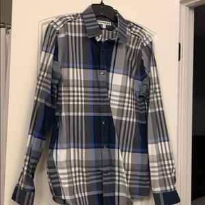 Express Mens extra slim fit button down plaid